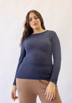 Miann & Co Womens - Venus Sheer Knit Long Sleeve T-Shirt - Midnight