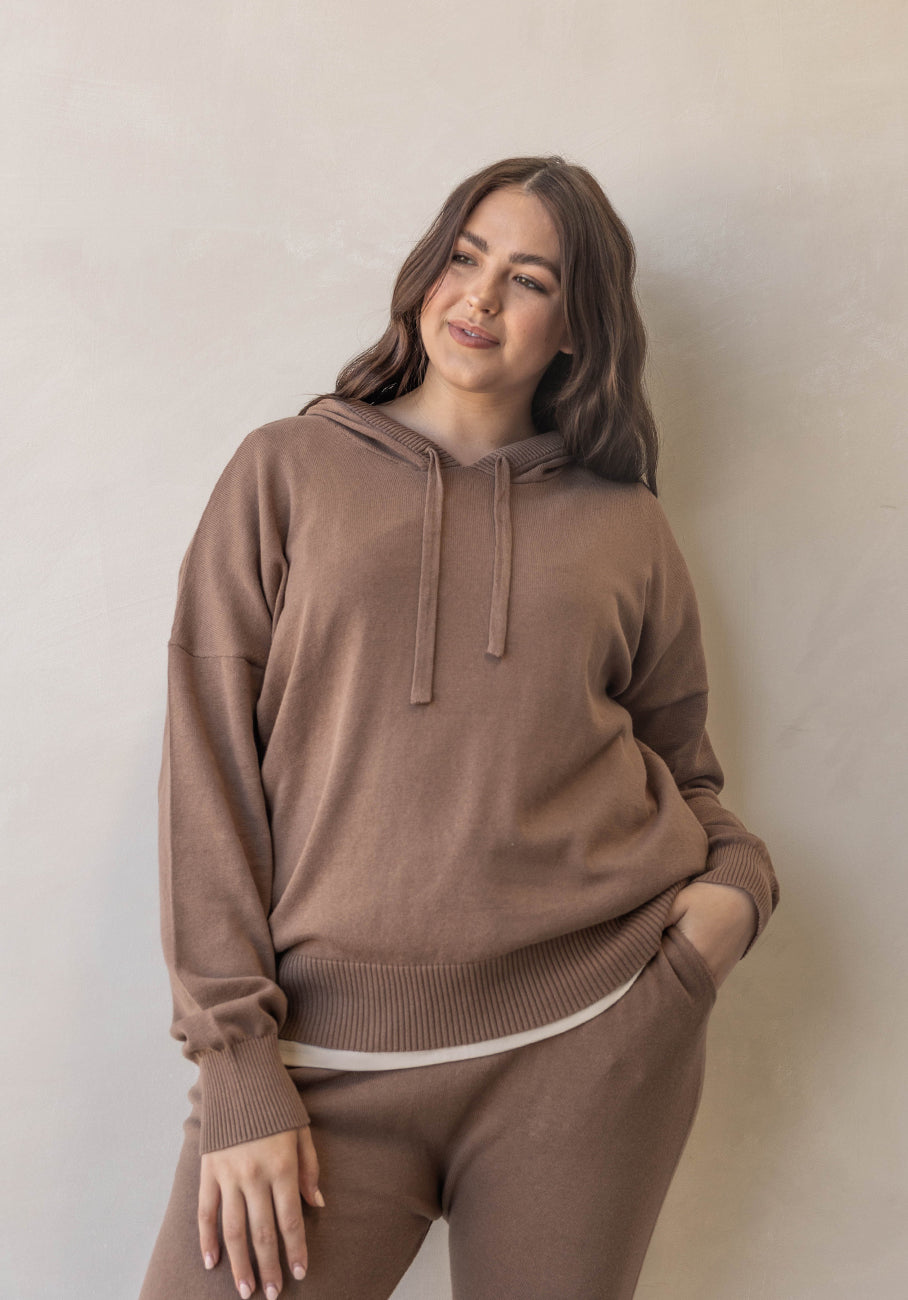 Miann &amp; Co Womens - Rory Knitted Hoodie - Café Au Lait