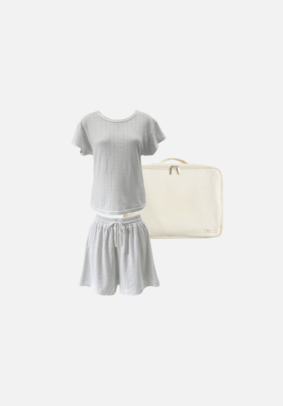 Gift Pack - Sky Cap Sleeve Fitted T-Shirt &amp; Jordy Shorts - Frost Pointelle
