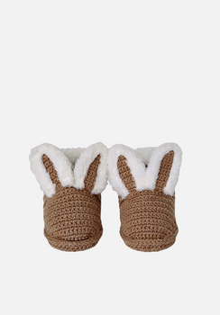 Miann & Co - Knitted Bunny Booties - Café Au Lait