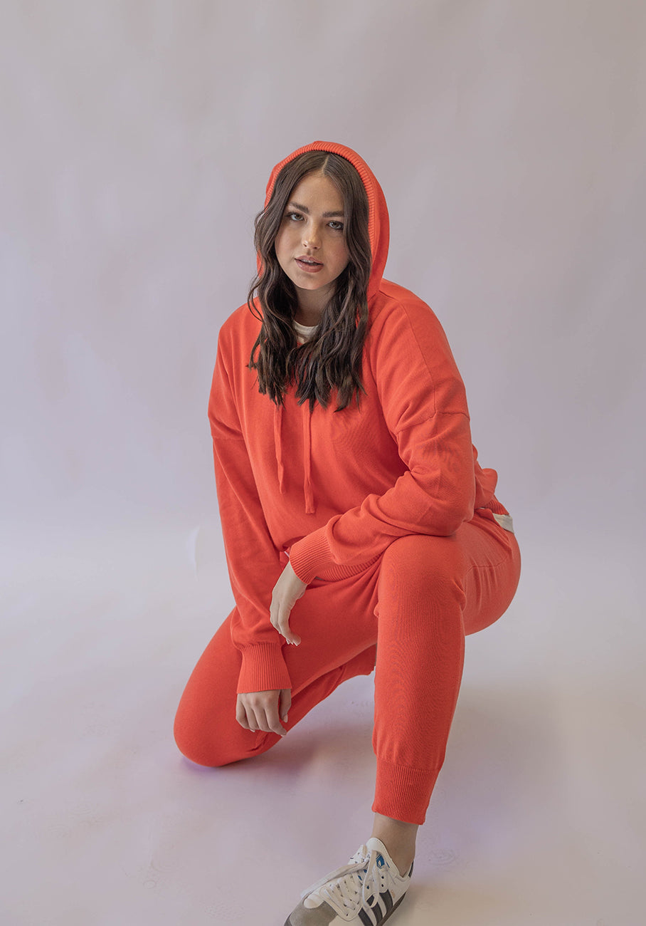 Miann &amp; Co Womens - Rory Knitted Hoodie - Tomato