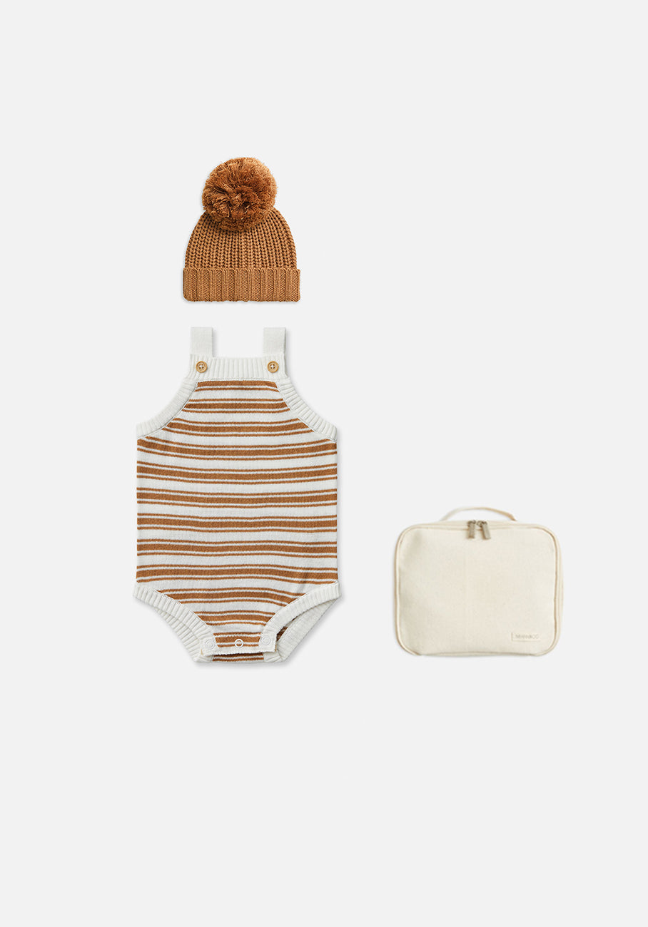 Knitted Baby Gift - Caramel Stripe