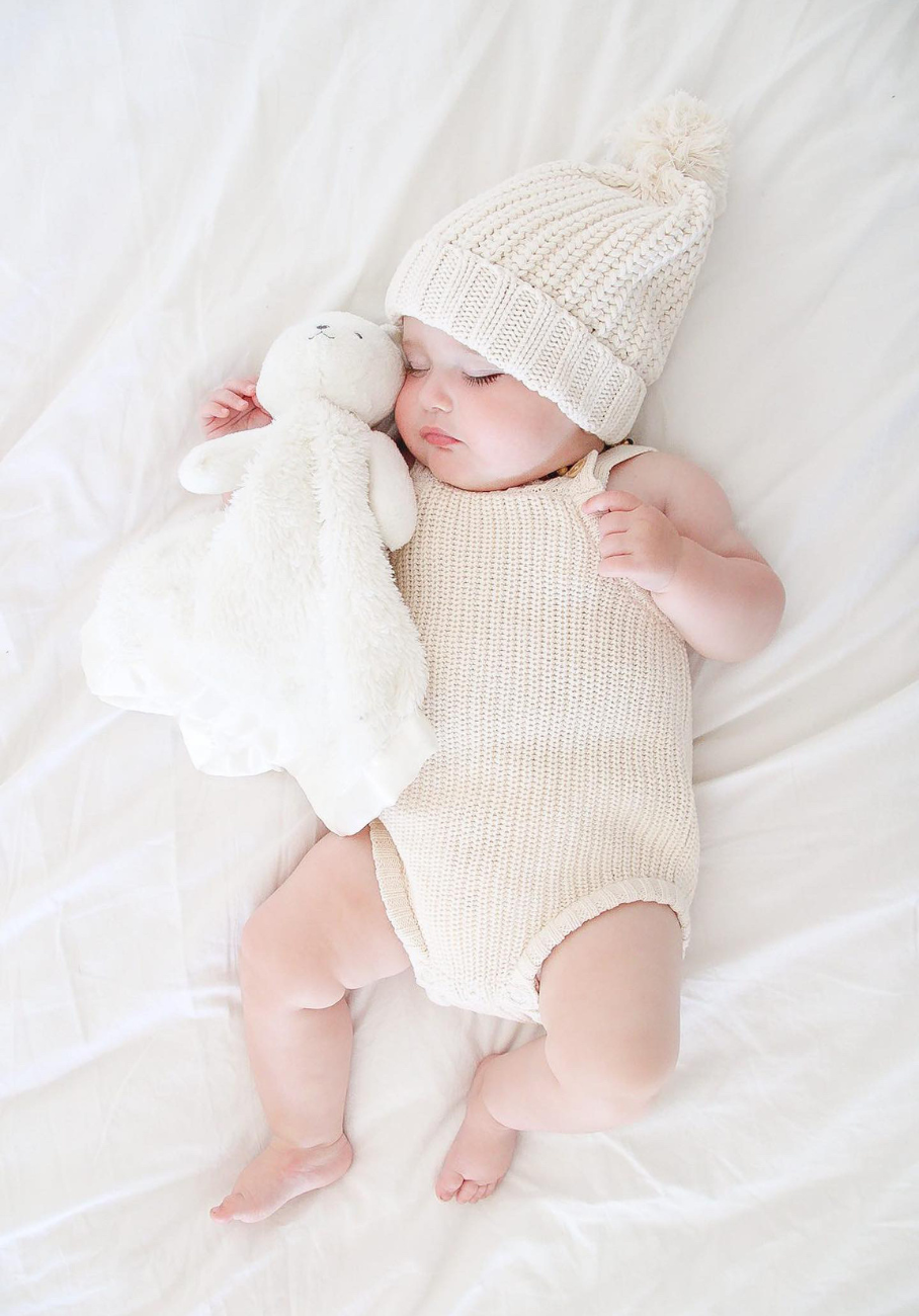 Miann &amp; Co Baby - Chunky Knit Strap Bodysuit - Frost