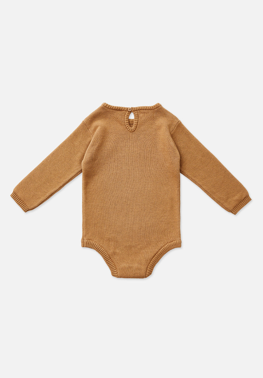 Miann &amp; Co Baby - Long Sleeve Knit Bodysuit - Caramel