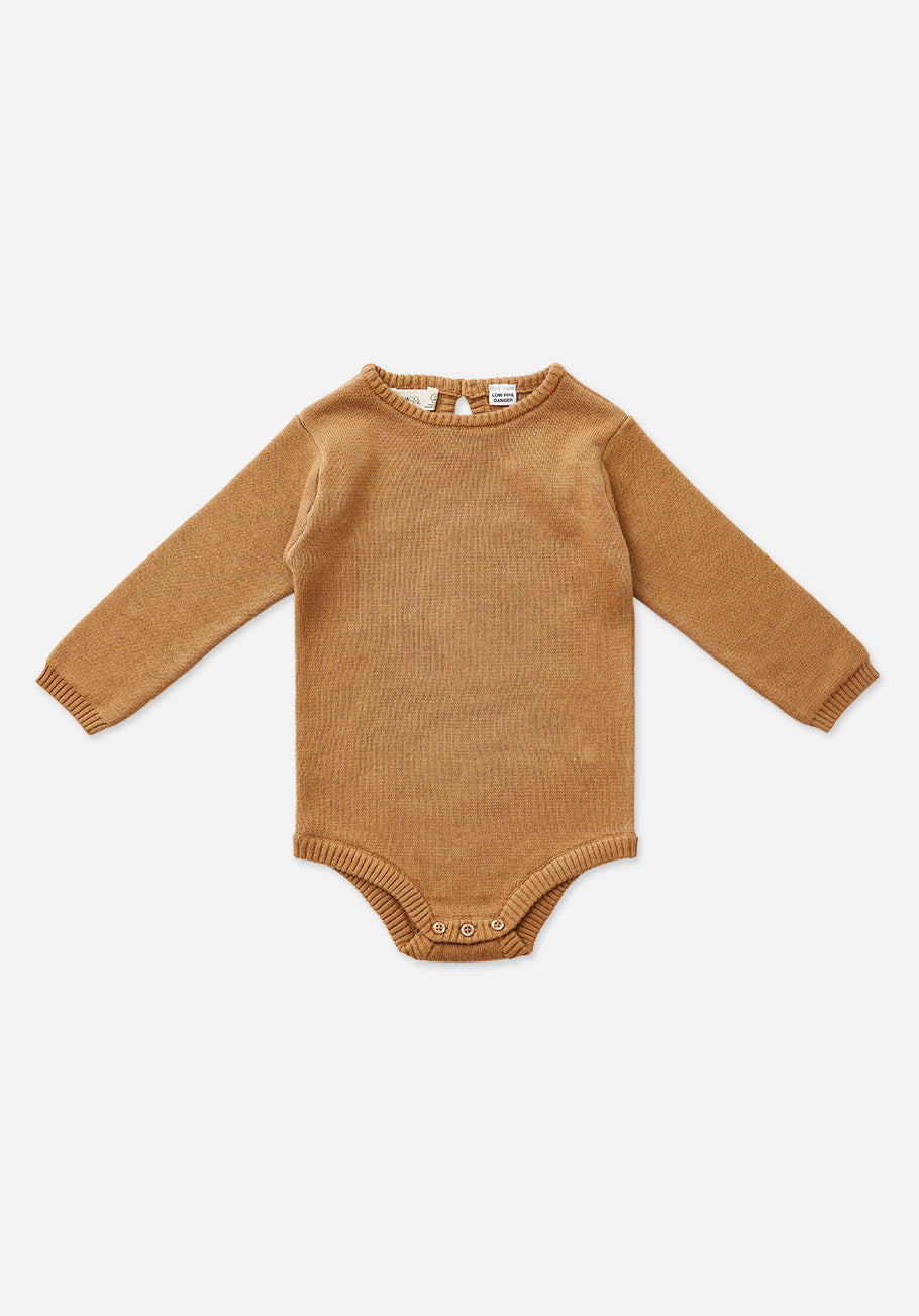 Miann &amp; Co Baby - Long Sleeve Knit Bodysuit - Caramel