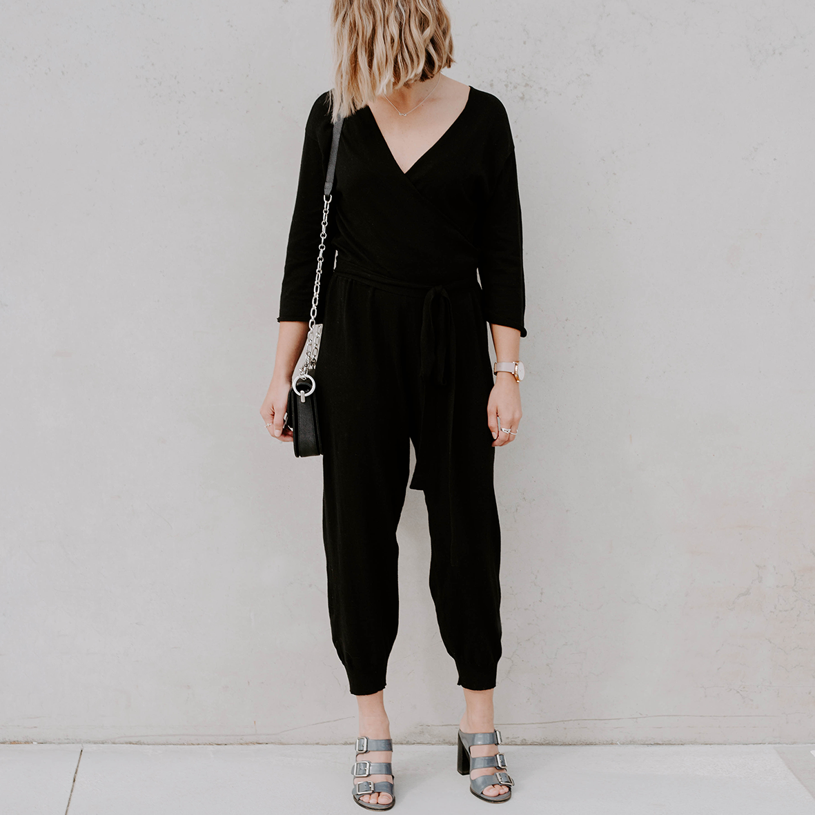 HOW TO TAKE OUR WRAP KNIT JUMPSUIT FROM DAY TO NIGHT