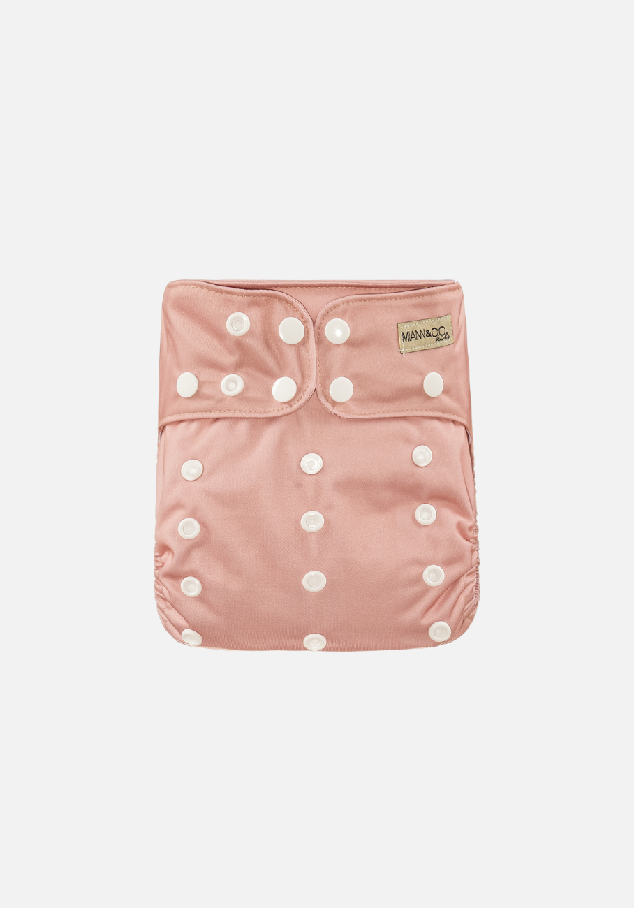 Modern Cloth Nappy - Blush by Miann &amp; Co - Comfortable, adjustable, and eco-friendly nappy for newborns to toddlers.