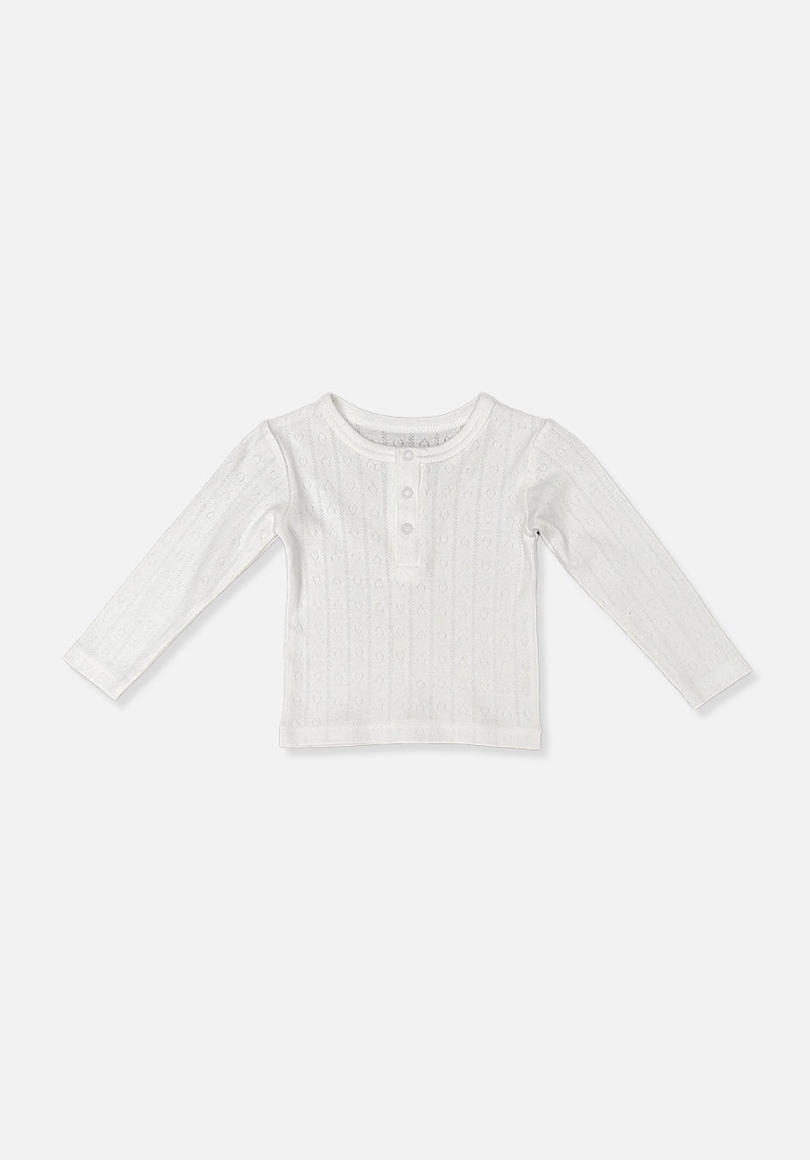 Miann &amp; Co Baby - Long Sleeve Button Down T-Shirt - Frost Pointelle