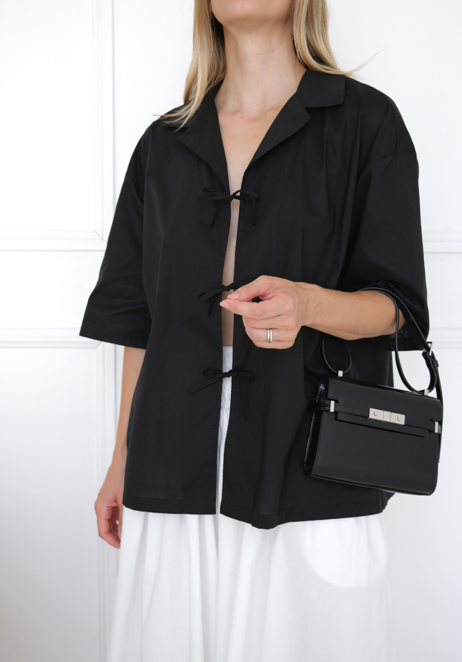 Miann &amp; Co Womens - Zola Short Sleeve Tie Shirt - Black