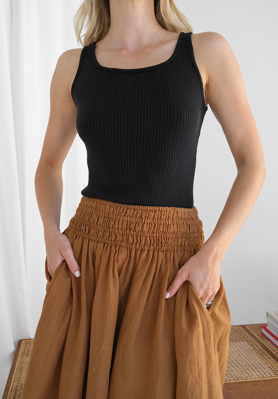Miann &amp; Co Womens - Megan Shirred Waist Skirt - Coconut