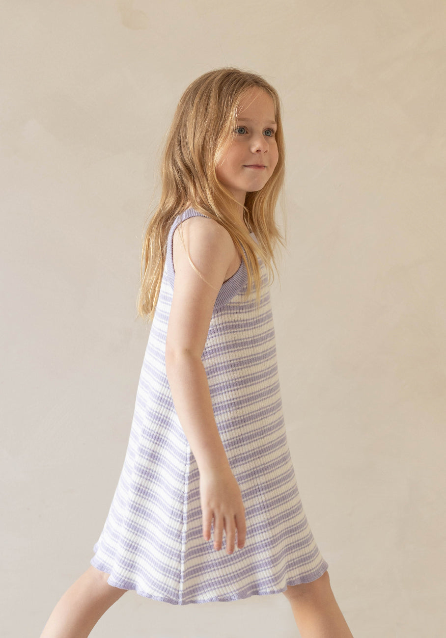 Miann &amp; Co Kids - Knit Strap Dress - Lavender Stripe
