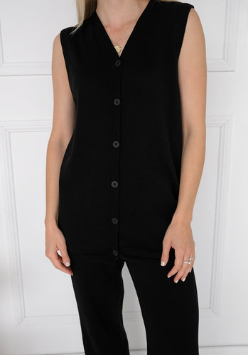 Miann & Co Womens - Billie Button Down Knit Vest - Black