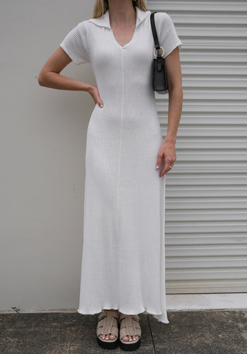 Miann & Co Womens - Amanda Short Sleeve Polo Knit Dress - Shell