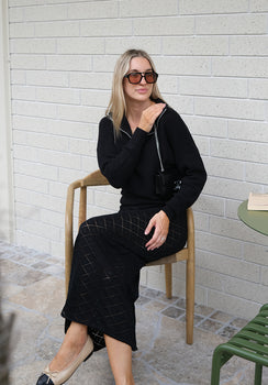 Miann & Co Womens - Maisie Quarter Zip Knitted Jumper - Black