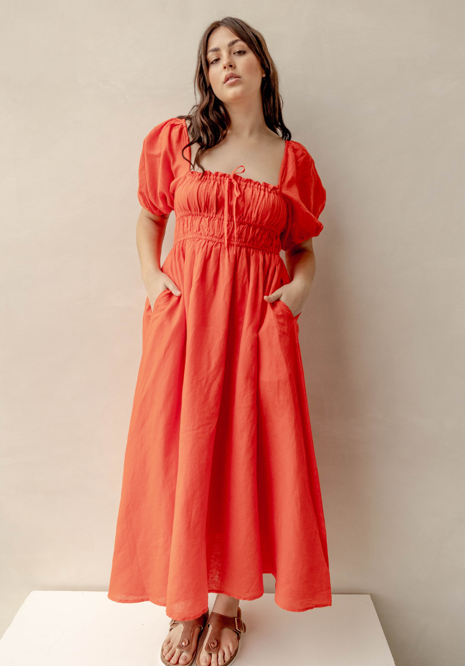 Orange clearance milkmaid dress