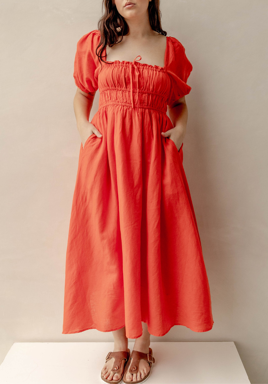 Red milkmaid dress hotsell