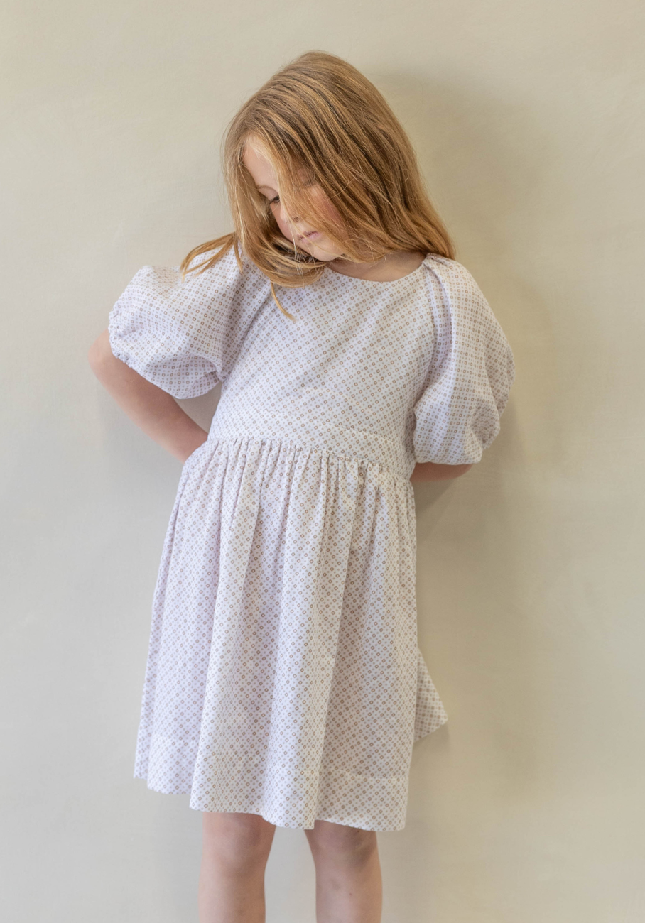 Miann &amp; Co Kids - Keyhole Puff Sleeve Dress - Geo Print