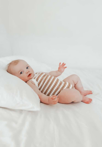 Miann & Co Baby - Knit Strap Bodysuit - Caramel Stripe