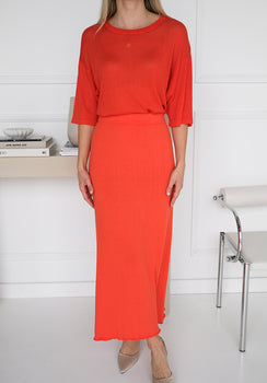 Miann & Co Womens - Charlie Knit A-Line Skirt - Tomato
