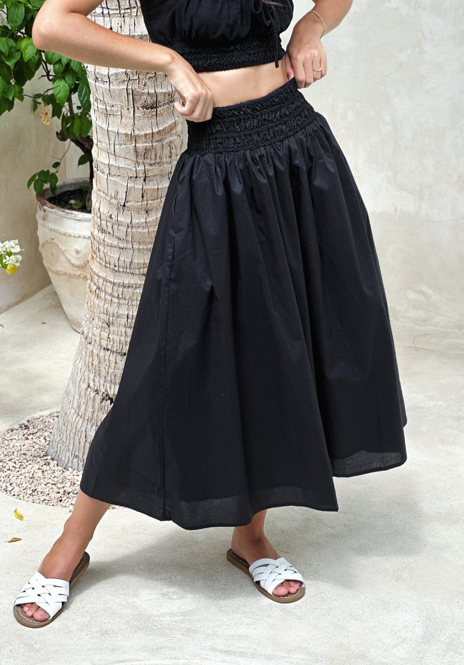 Miann &amp; Co Womens - Megan Shirred Waist Skirt - Black