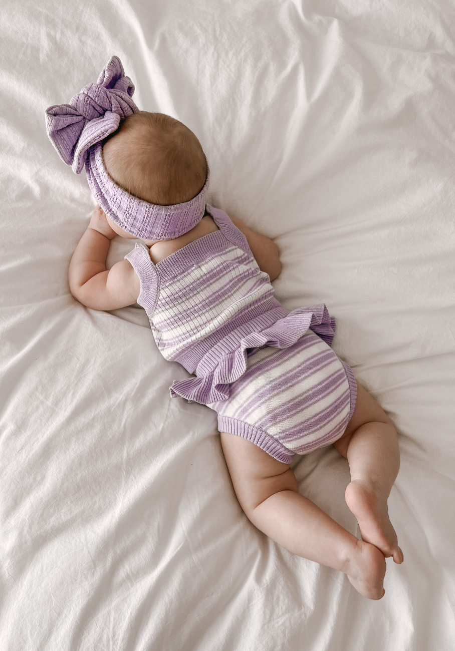 Miann &amp; Co Baby - Knit Strap Crop Top - Lavender Stripe