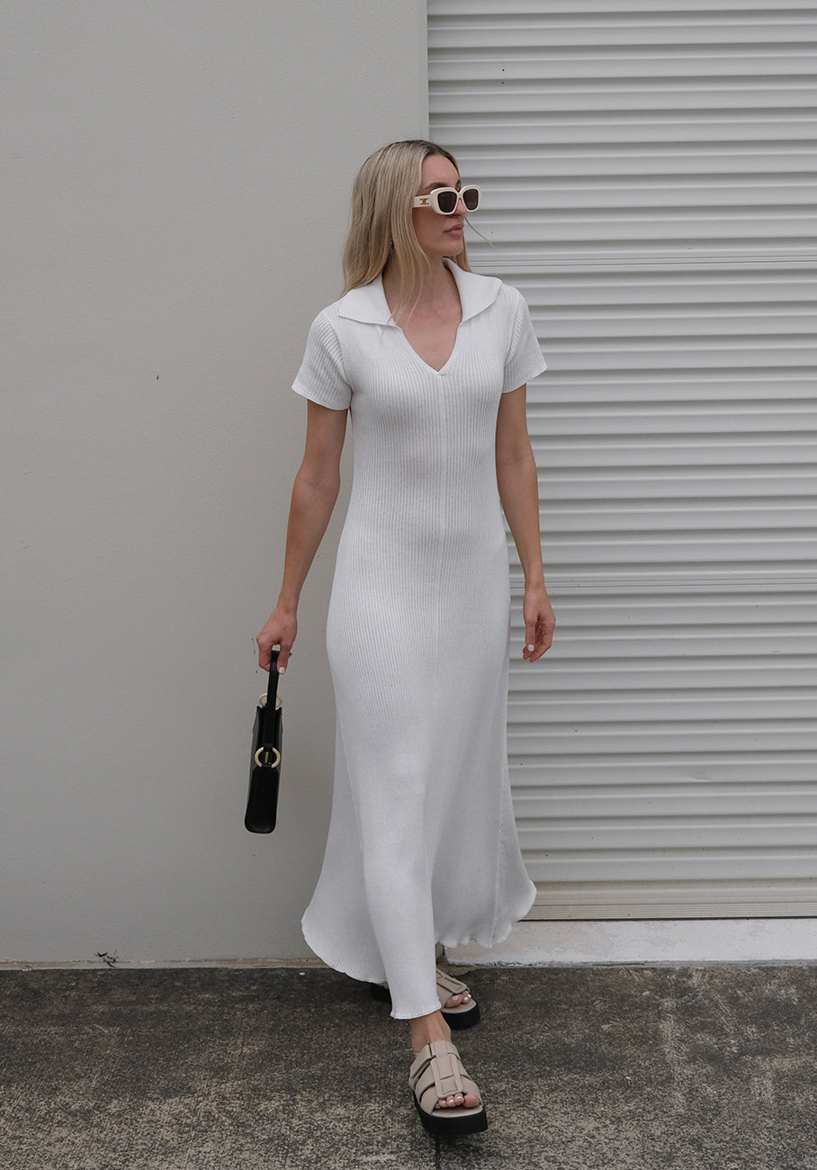 Miann &amp; Co Womens - Amanda Short Sleeve Polo Knit Dress - Shell