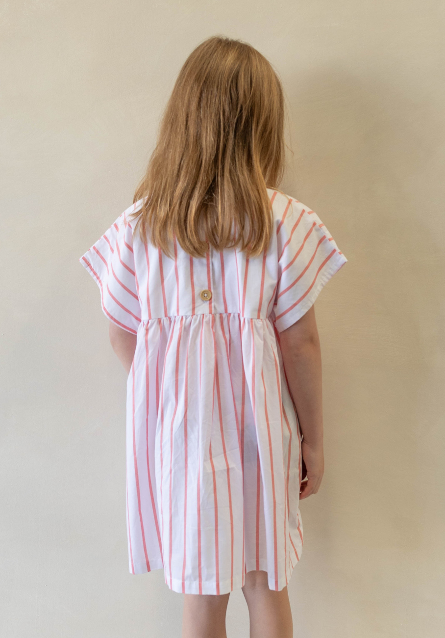Miann &amp; Co Kids - Short Sleeve Pocket Dress - Tomato Stripe