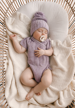 Miann & Co Baby - Short Sleeve Knit Wrap Bodysuit - Lavender Speckle