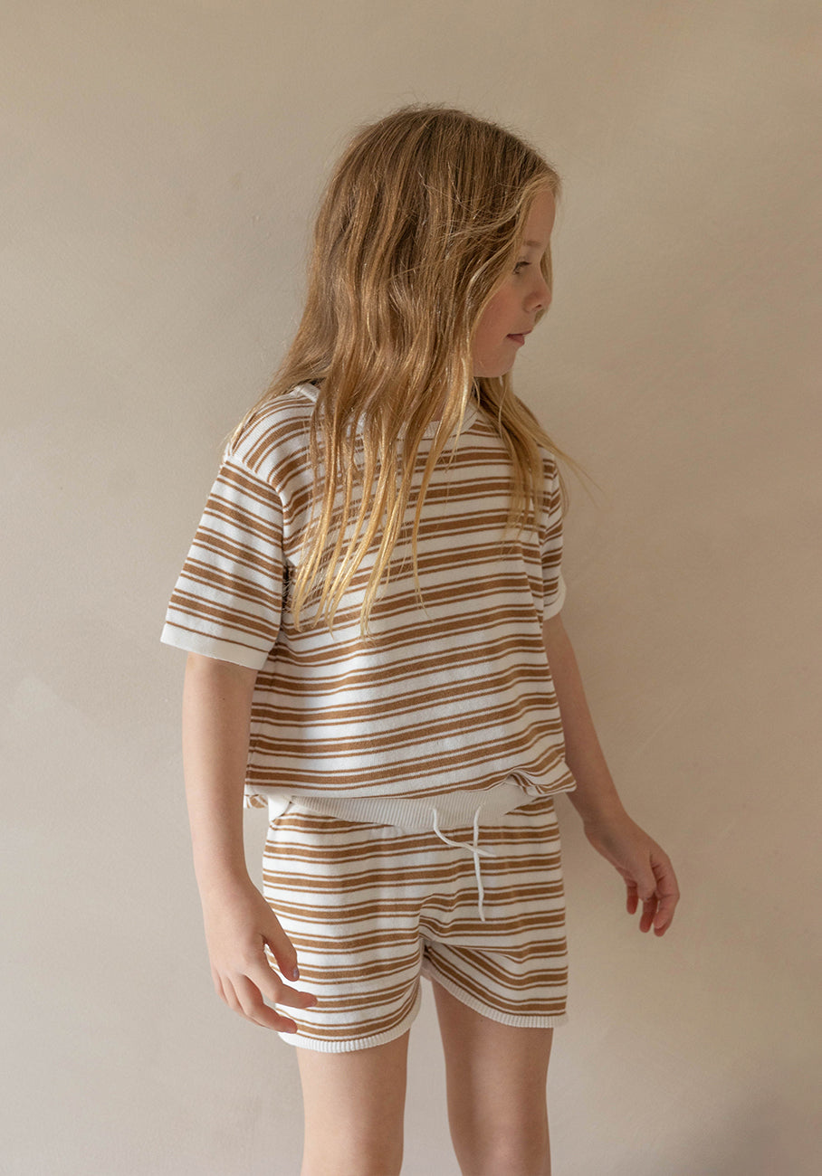 Miann &amp; Co Kids - Knit Shorts - Caramel Stripe