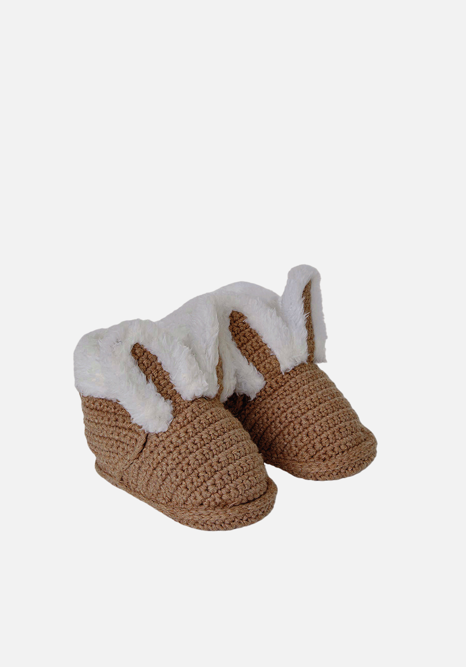 Miann &amp; Co - Knitted Bunny Booties - Café Au Lait
