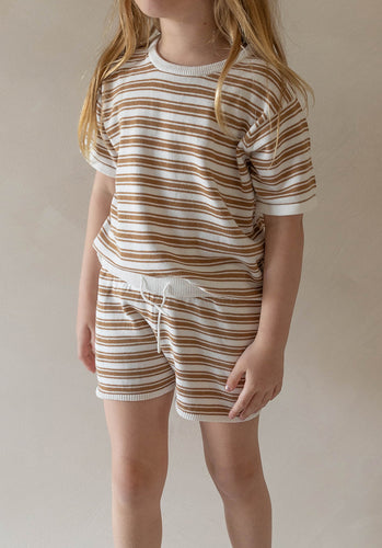 Miann & Co Kids - Knit Shorts - Caramel Stripe