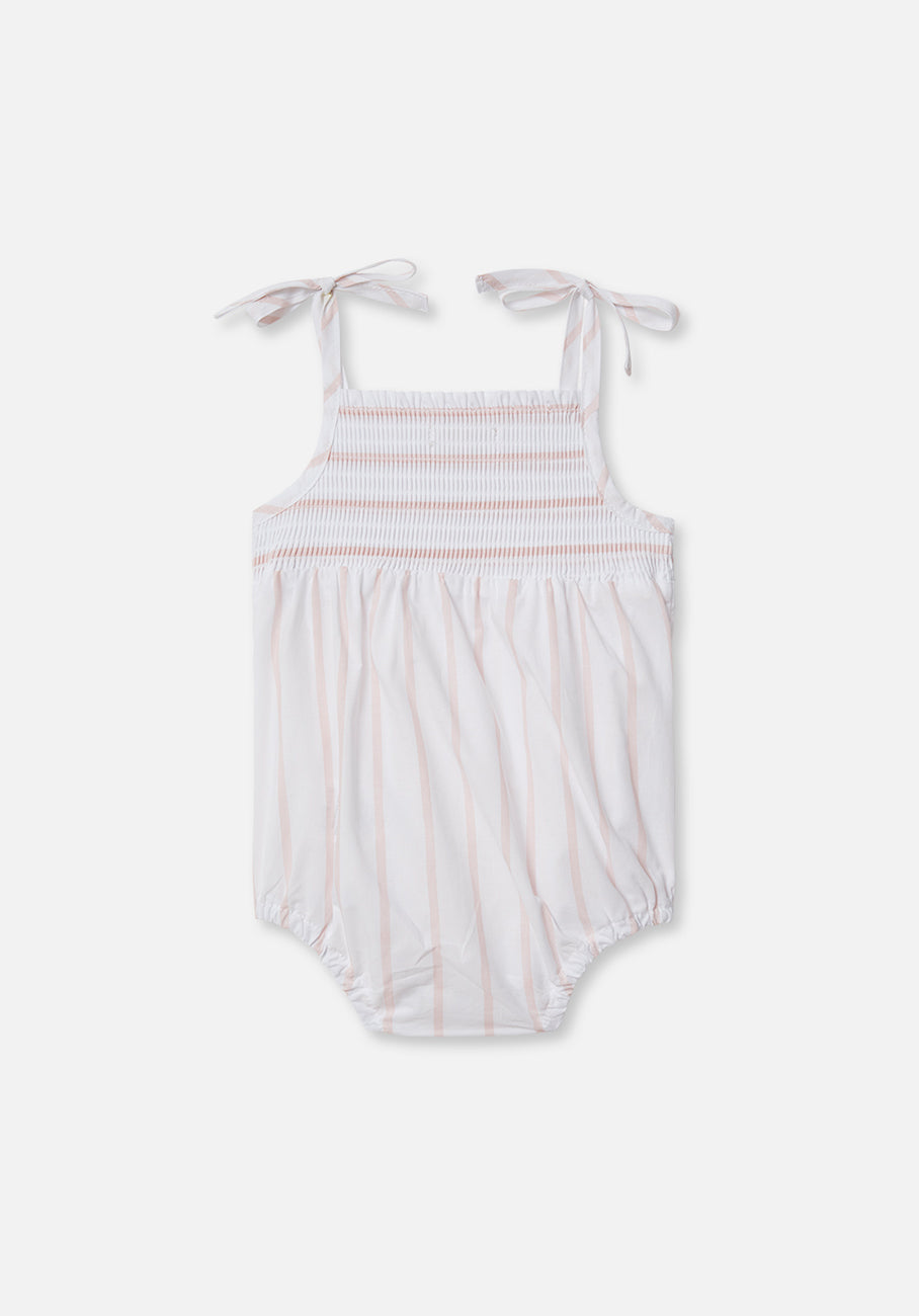 Miann &amp; Co Baby - Tie Shoulder Shirred Bodysuit - Candy Stripe
