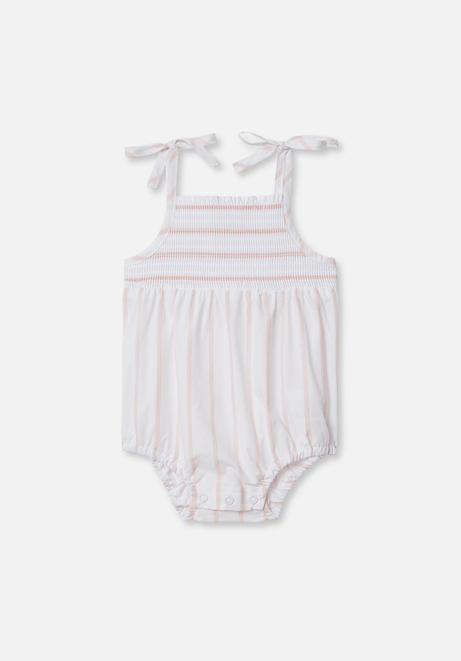 Miann &amp; Co Baby - Tie Shoulder Shirred Bodysuit - Candy Stripe