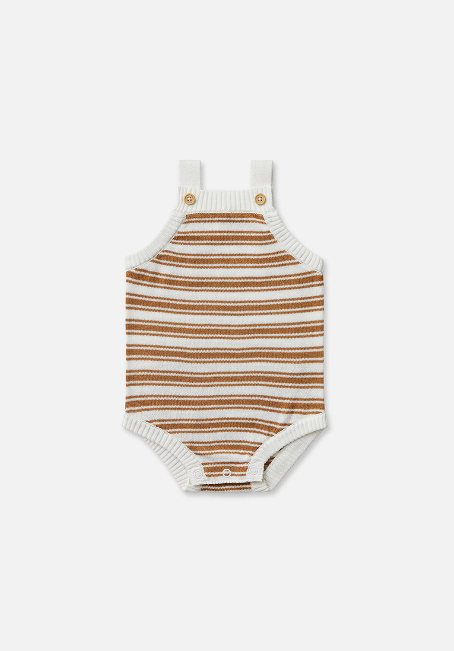 Miann &amp; Co Baby - Knit Strap Bodysuit - Caramel Stripe
