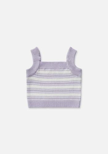 Miann & Co Baby - Knit Strap Crop Top - Lavender Stripe