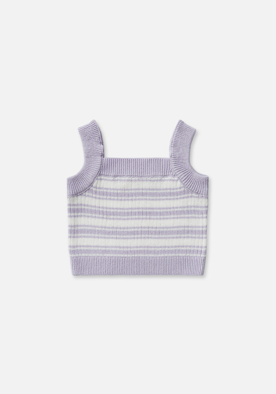 Miann &amp; Co Baby - Knit Strap Crop Top - Lavender Stripe