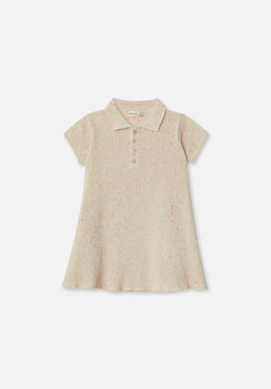 Miann & Co Baby - Texture Rib Polo Dress - Biscotti Speckle