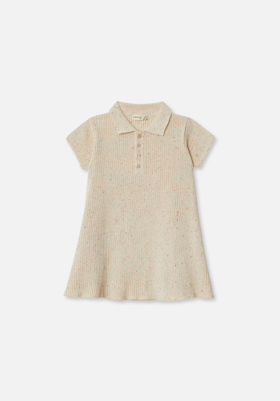 Miann &amp; Co Baby - Texture Rib Polo Dress - Biscotti Speckle