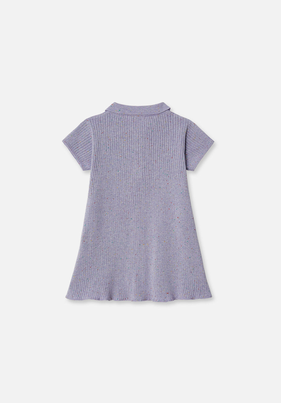 Miann &amp; Co Baby - Texture Rib Polo Dress - Lavender Speckle
