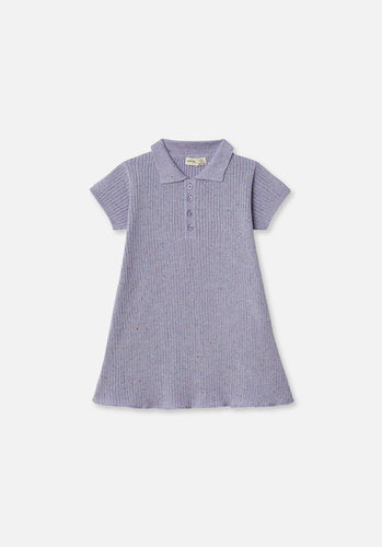 Miann & Co Baby - Texture Rib Polo Dress - Lavender Speckle