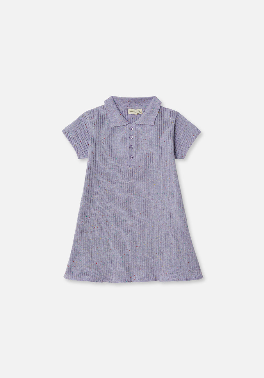 Miann &amp; Co Baby - Texture Rib Polo Dress - Lavender Speckle