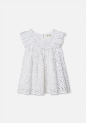 Miann & Co Baby - Flutter Shoulder Dress - Shell Broderie