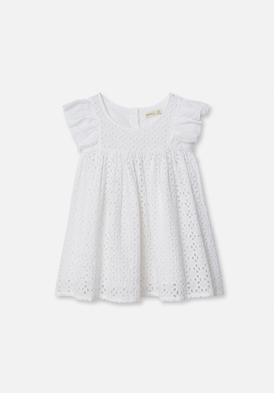 Miann &amp; Co Baby - Flutter Shoulder Dress - Shell Broderie