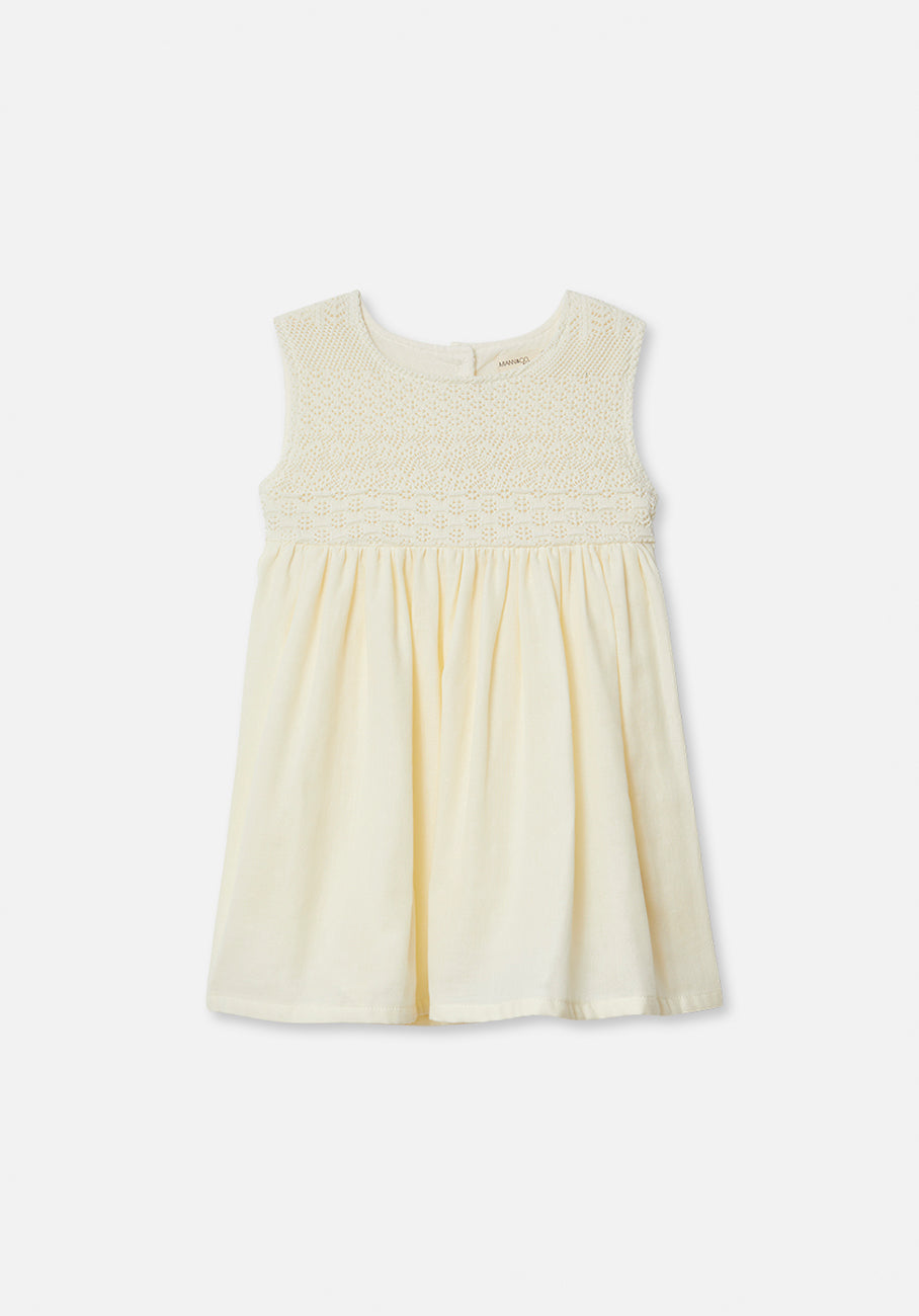 Miann &amp; Co Baby - Crochet Detail Sleeveless Dress - Lemon