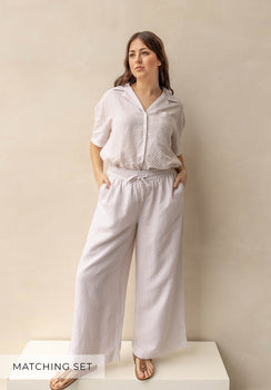 Matching Set - Rebecca Wide Neck Shirt & Anais Elasticated Waist Pant - Geo
