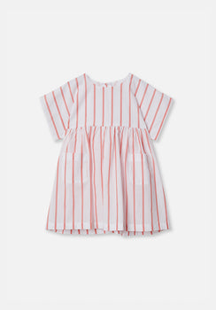 Miann & Co Kids - Short Sleeve Pocket Dress - Tomato Stripe