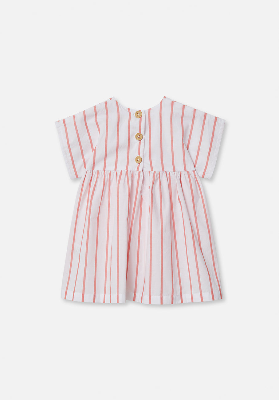 Miann &amp; Co Kids - Short Sleeve Pocket Dress - Tomato Stripe
