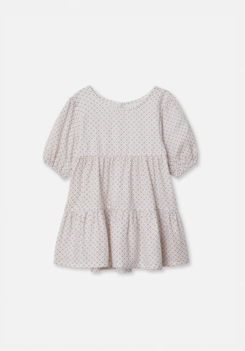 Miann & Co Kids - Puff Sleeve Tiered Dress - Geo Print