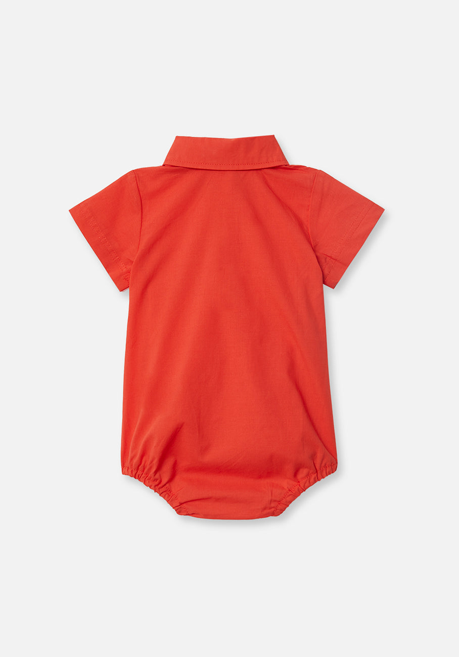 Miann &amp; Co Baby - Short Sleeve Collared Bodysuit - Tomato