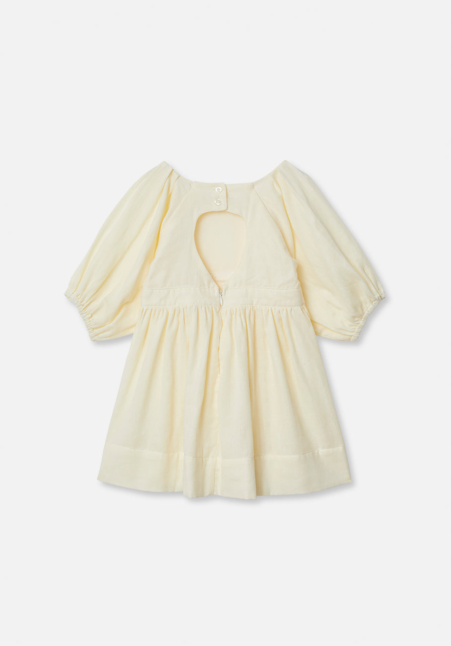 Miann &amp; Co Kids - Keyhole Puff Sleeve Dress - Lemon